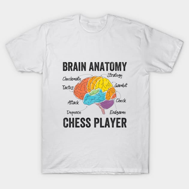 Chess - Brain Anatomy Of A Chess Player T-Shirt by Kudostees